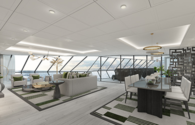 Celebrity Beyond Iconic Suite direkt über der Brücke