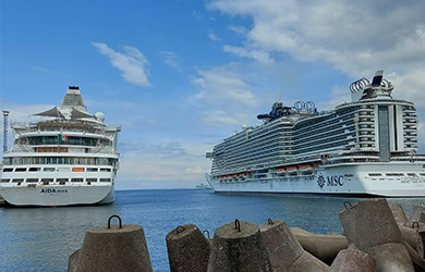 MSC Seaview und AIDA Schiff